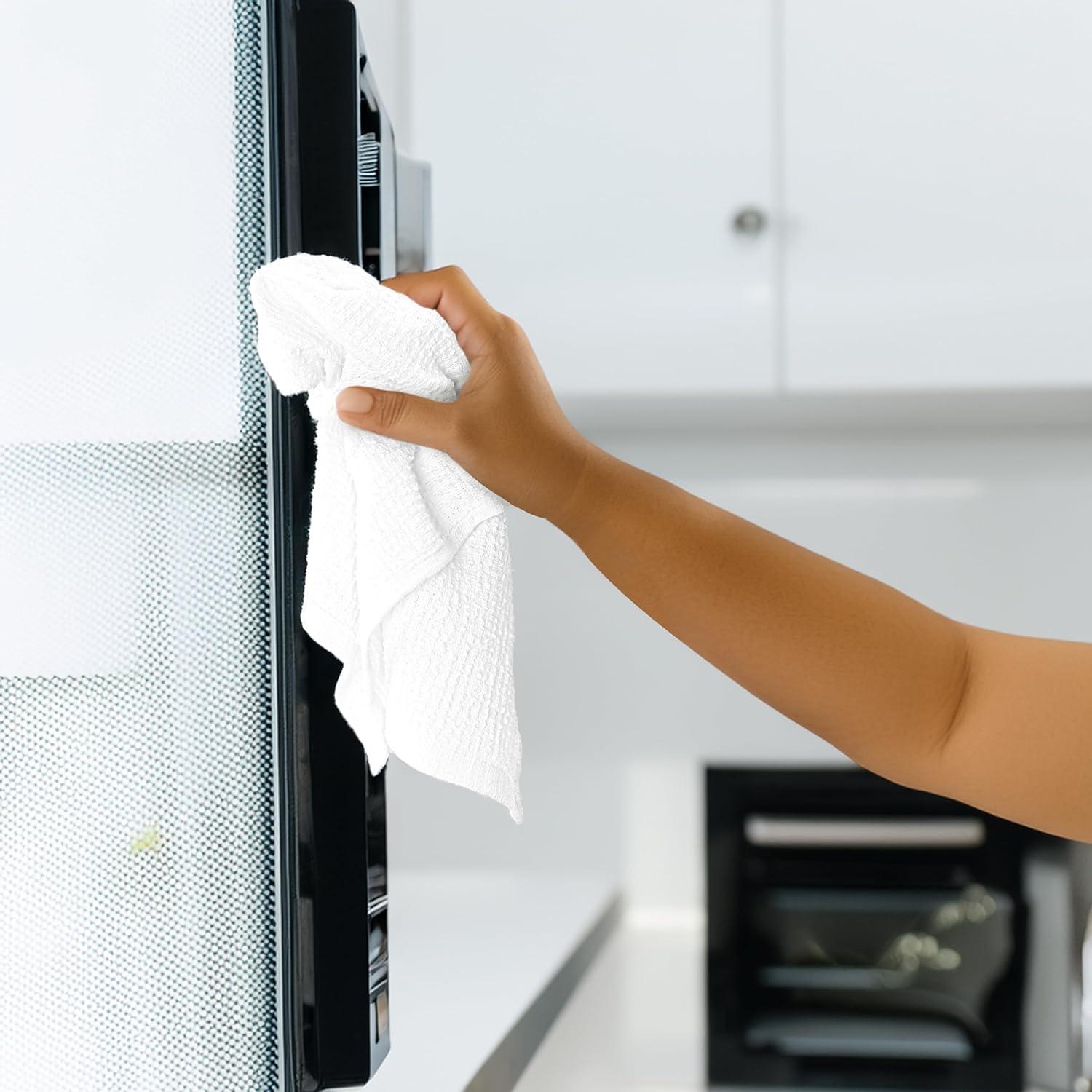 imageTens Towels 24 Pack Ribbed Weave White Barmop100 Cotton 16x19 inches Super Absorbent Kitchen Bar Towels Lighter Weight Cleaning Cloths Perfect for Drying Dishes at Home and Restaurant24