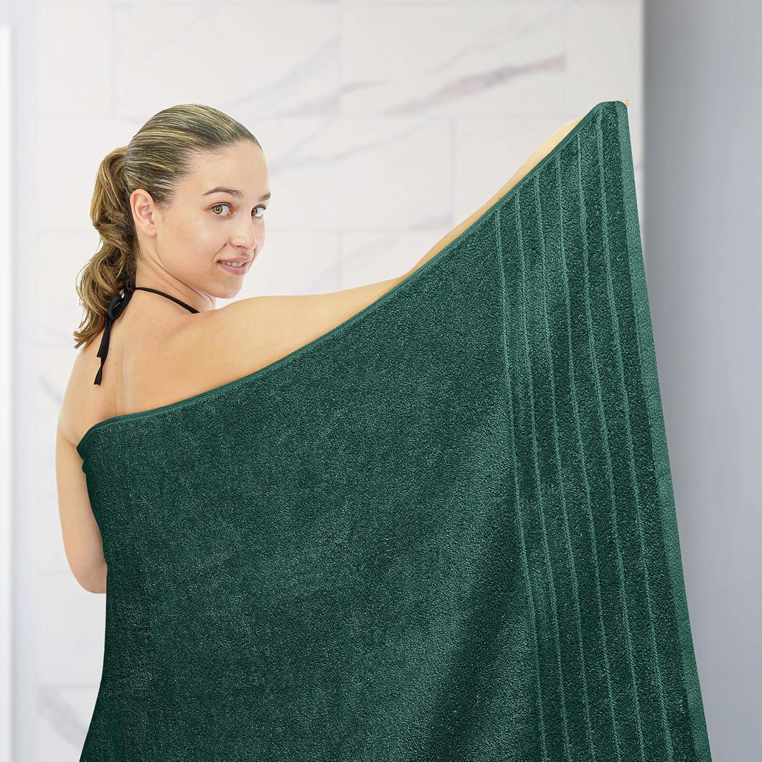 imageTens Towels Pack of 1 Jumbo Bath Sheet 40 x 80 Inches Extra Large ampamp Light Weight Quicker to Dry 100 Cotton Super Soft ampamp Absorbent Perfect to Wrap Yourself in Dark GreyHunter Green