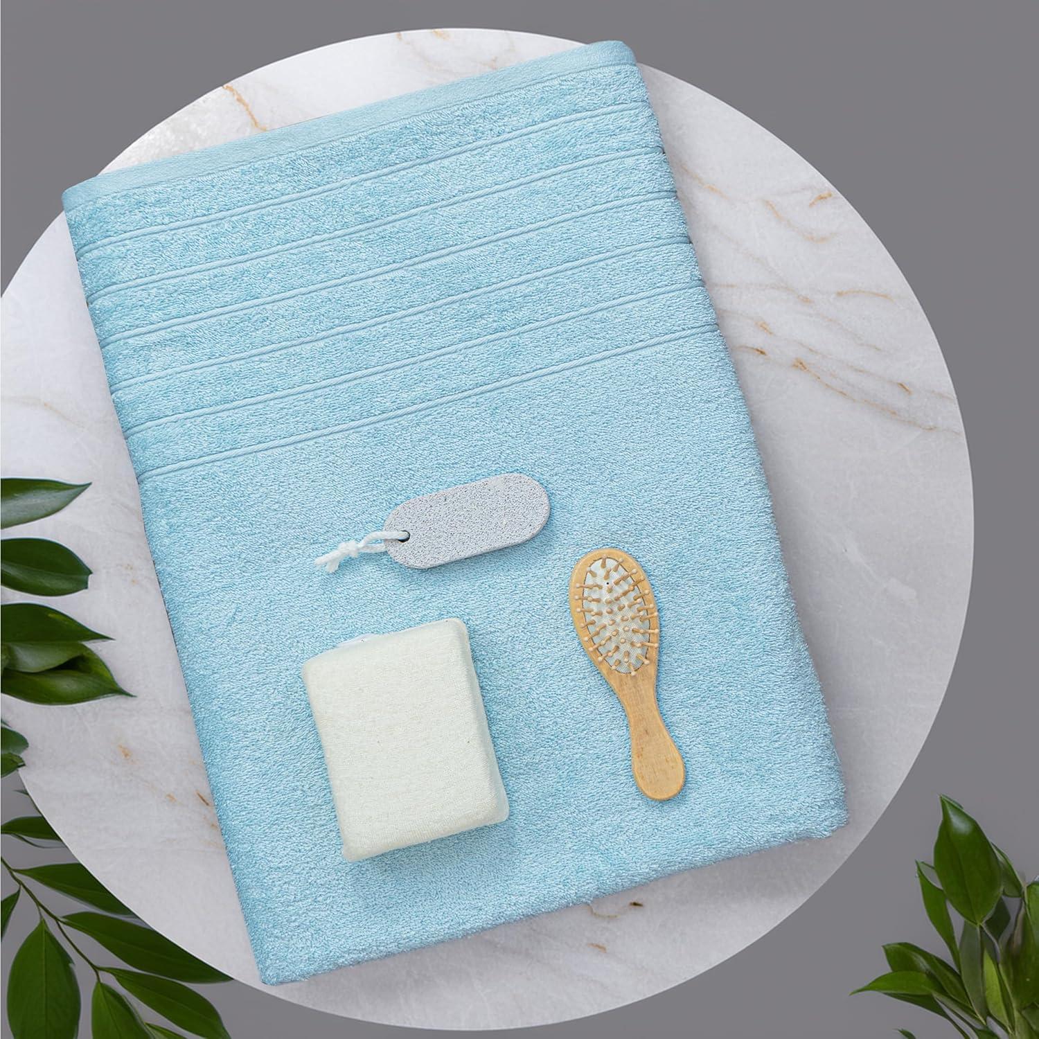 imageTens Towels Pack of 1 Jumbo Bath Sheet 40 x 80 Inches Extra Large ampamp Light Weight Quicker to Dry 100 Cotton Super Soft ampamp Absorbent Perfect to Wrap Yourself in Dark GreySky Blue
