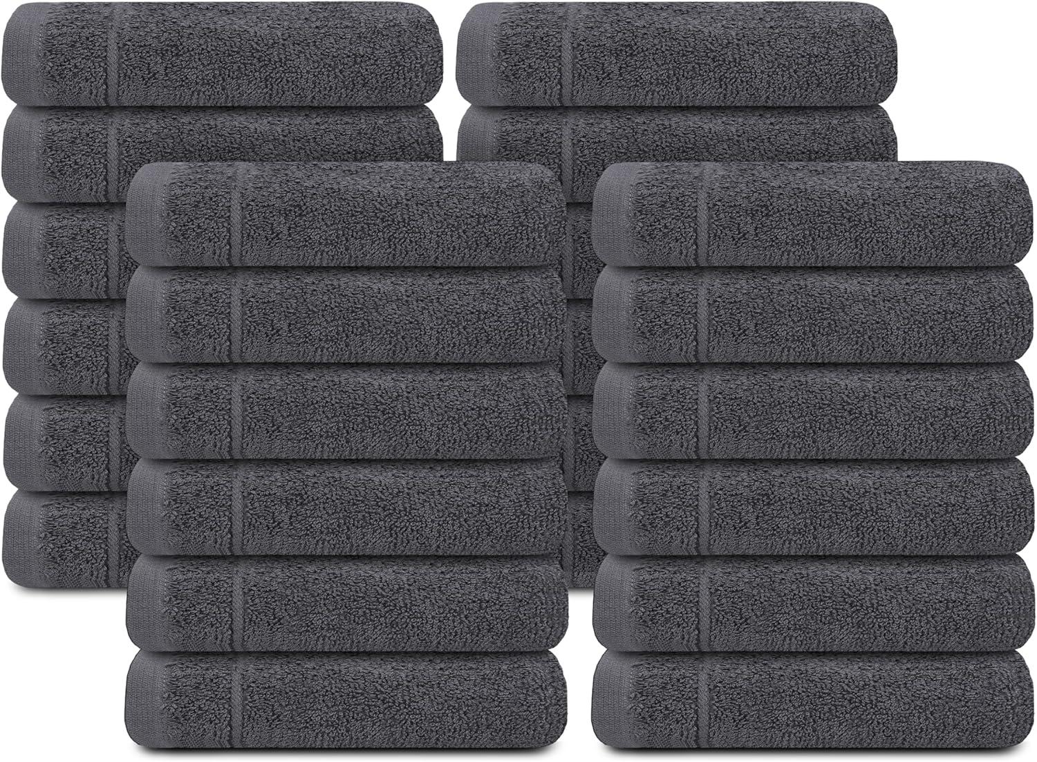 imageTens Towels Pack of 12 Washcloths 12 x 12 Inches Lighter Weight Quick to Dry Super Soft ampamp Absorbent Gentle Face Towels Hotel Quality Perfect for Bathroom Gym Spa Dark Grey 12 PackDark Grey