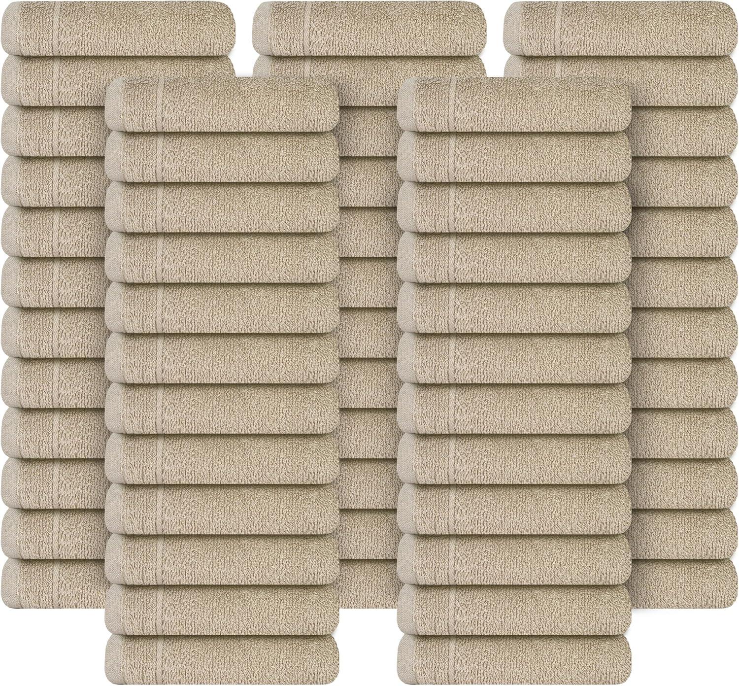 imageTens Towels Pack of 12 Washcloths 12 x 12 Inches Lighter Weight Quick to Dry Super Soft ampamp Absorbent Gentle Face Towels Hotel Quality Perfect for Bathroom Gym Spa Dark Grey 12 PackBeige