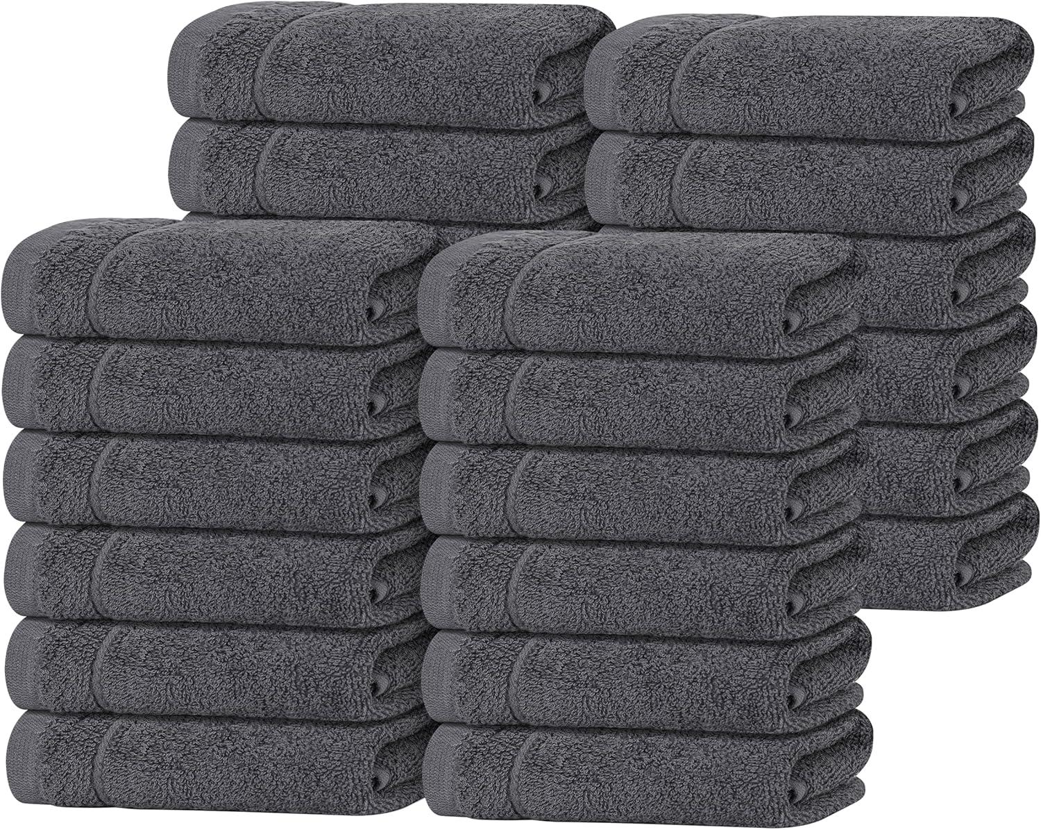 imageTens Towels Pack of 12 Washcloths 12 x 12 Inches Lighter Weight Quick to Dry Super Soft ampamp Absorbent Gentle Face Towels Hotel Quality Perfect for Bathroom Gym Spa Dark Grey 12 PackDark Grey