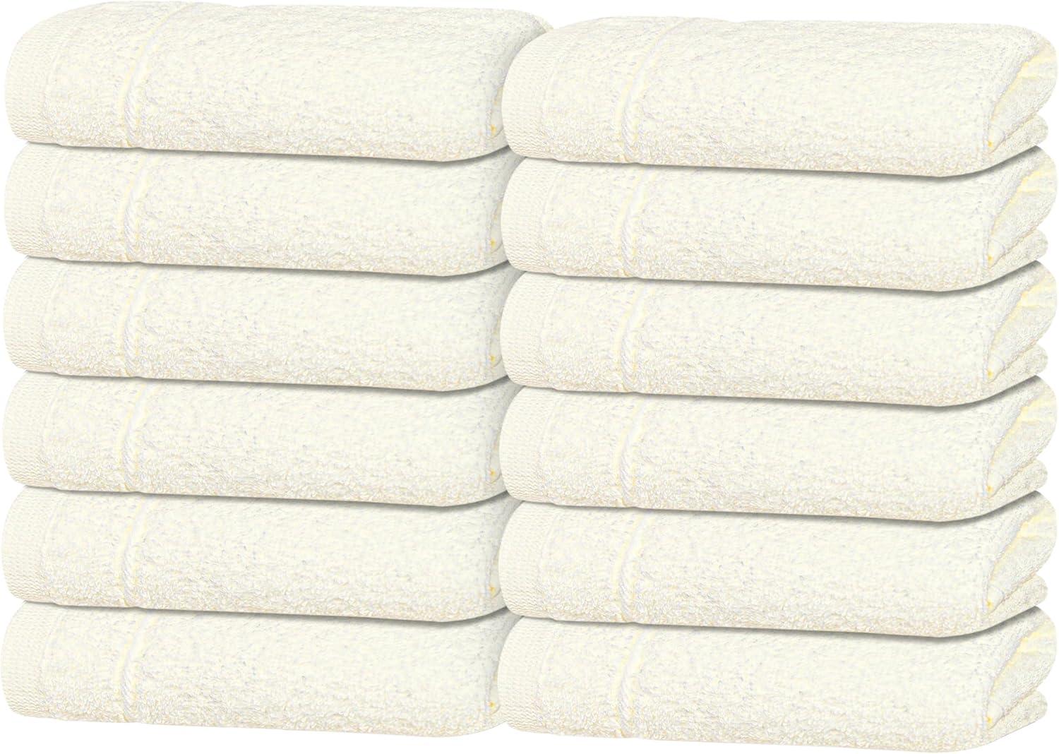 imageTens Towels Pack of 12 Washcloths 12 x 12 Inches Lighter Weight Quick to Dry Super Soft ampamp Absorbent Gentle Face Towels Hotel Quality Perfect for Bathroom Gym Spa Dark Grey 12 PackIvory