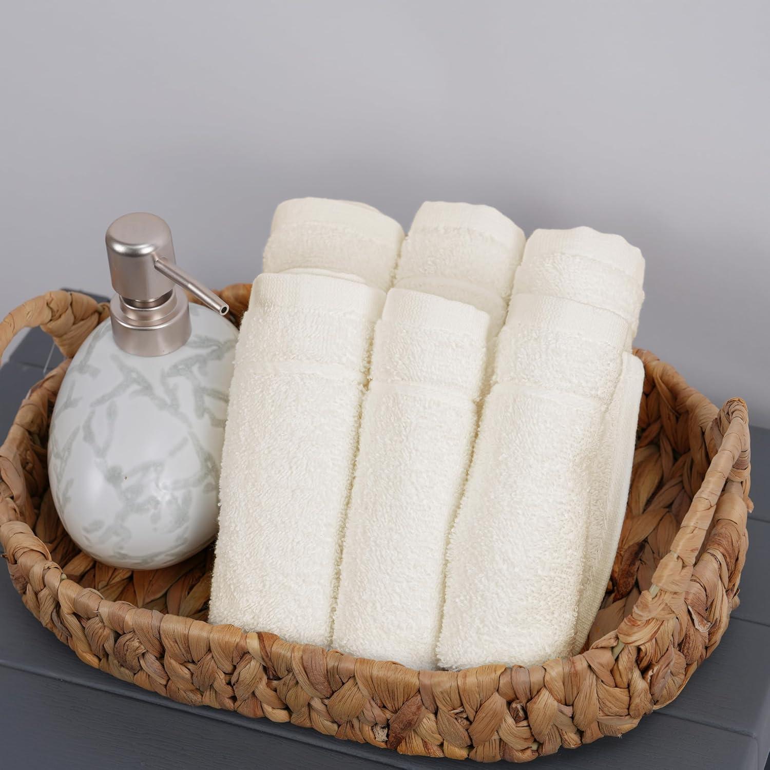 imageTens Towels Pack of 12 Washcloths 12 x 12 Inches Lighter Weight Quick to Dry Super Soft ampamp Absorbent Gentle Face Towels Hotel Quality Perfect for Bathroom Gym Spa Dark Grey 12 PackIvory