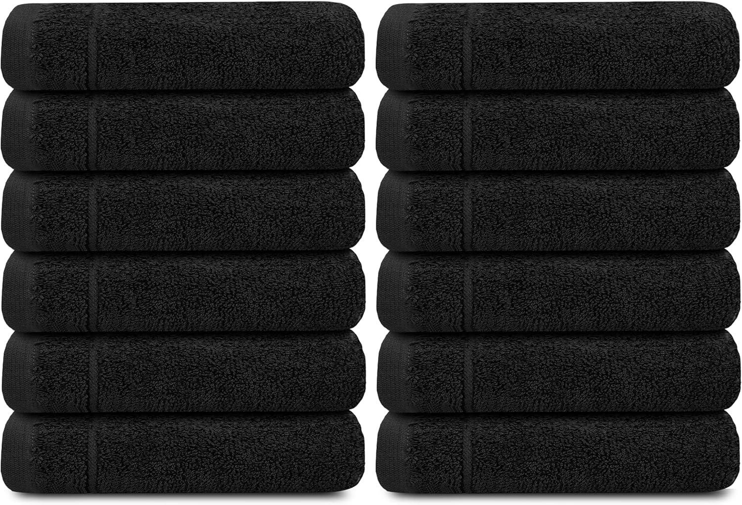 imageTens Towels Pack of 12 Washcloths 12 x 12 Inches Lighter Weight Quick to Dry Super Soft ampamp Absorbent Gentle Face Towels Hotel Quality Perfect for Bathroom Gym Spa Dark Grey 12 PackBlack