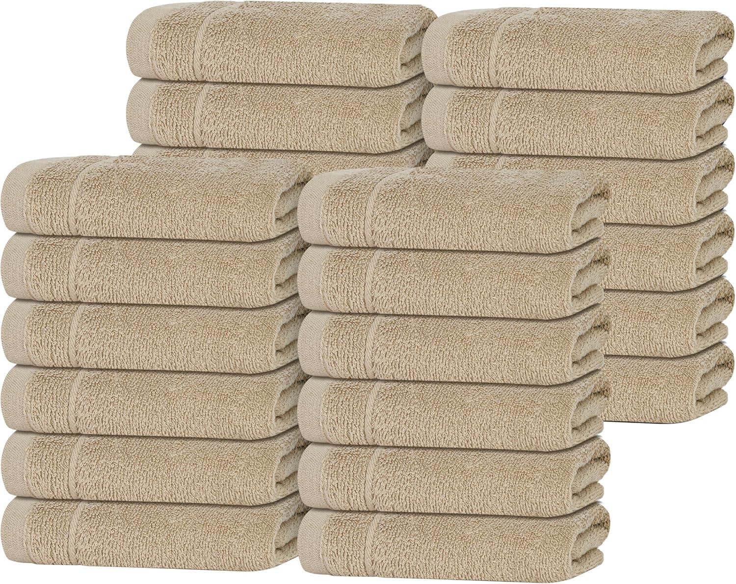 imageTens Towels Pack of 12 Washcloths 12 x 12 Inches Lighter Weight Quick to Dry Super Soft ampamp Absorbent Gentle Face Towels Hotel Quality Perfect for Bathroom Gym Spa Dark Grey 12 PackBeige