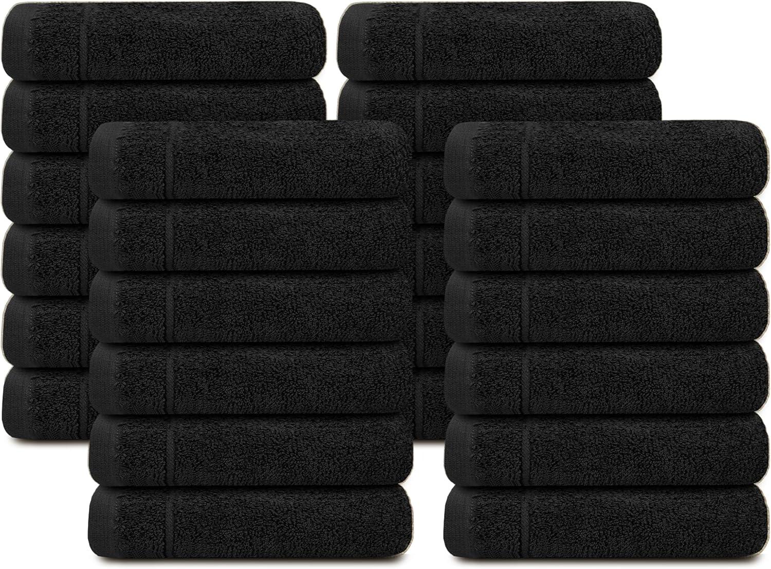 imageTens Towels Pack of 12 Washcloths 12 x 12 Inches Lighter Weight Quick to Dry Super Soft ampamp Absorbent Gentle Face Towels Hotel Quality Perfect for Bathroom Gym Spa Dark Grey 12 PackBlack