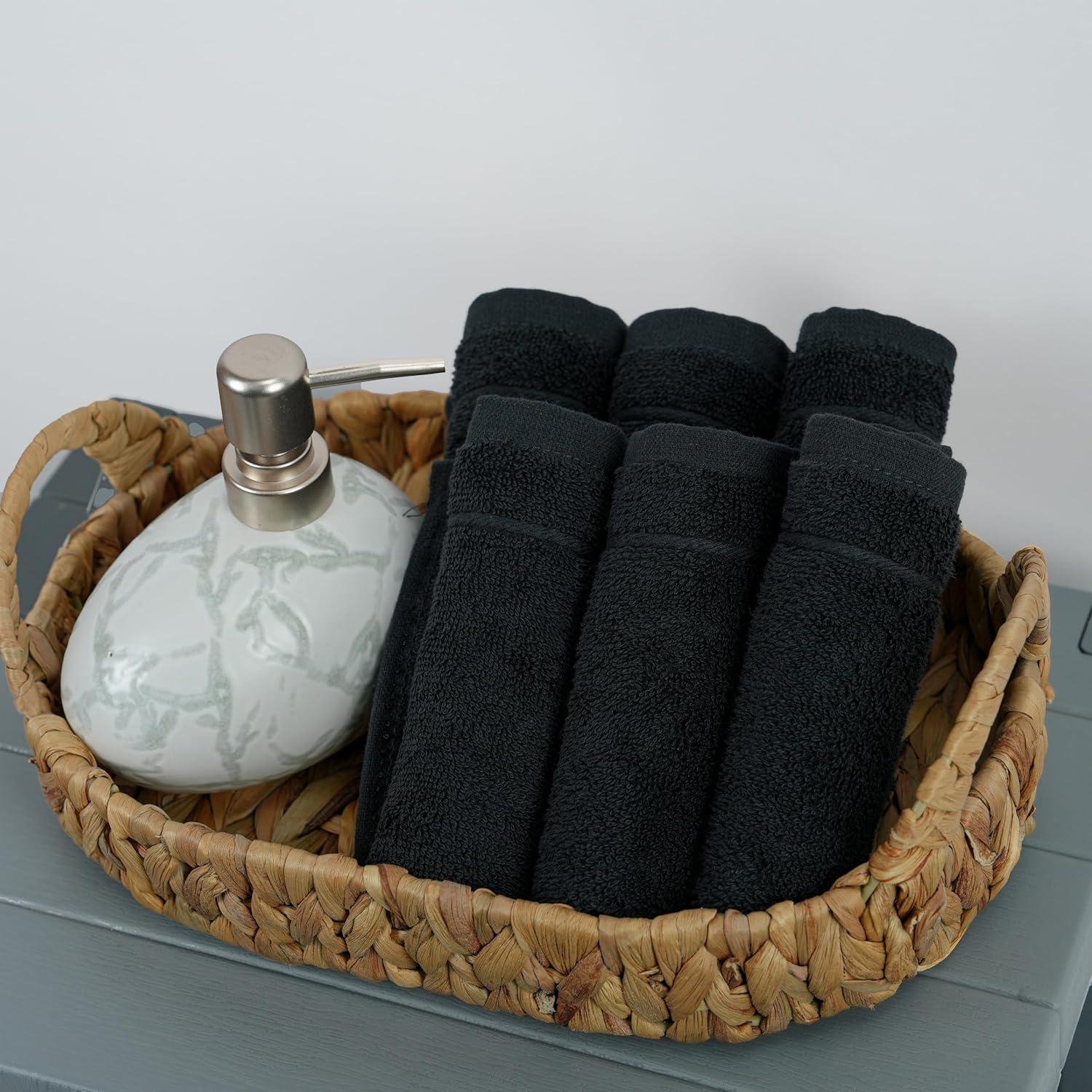imageTens Towels Pack of 12 Washcloths 12 x 12 Inches Lighter Weight Quick to Dry Super Soft ampamp Absorbent Gentle Face Towels Hotel Quality Perfect for Bathroom Gym Spa Dark Grey 12 PackBlack