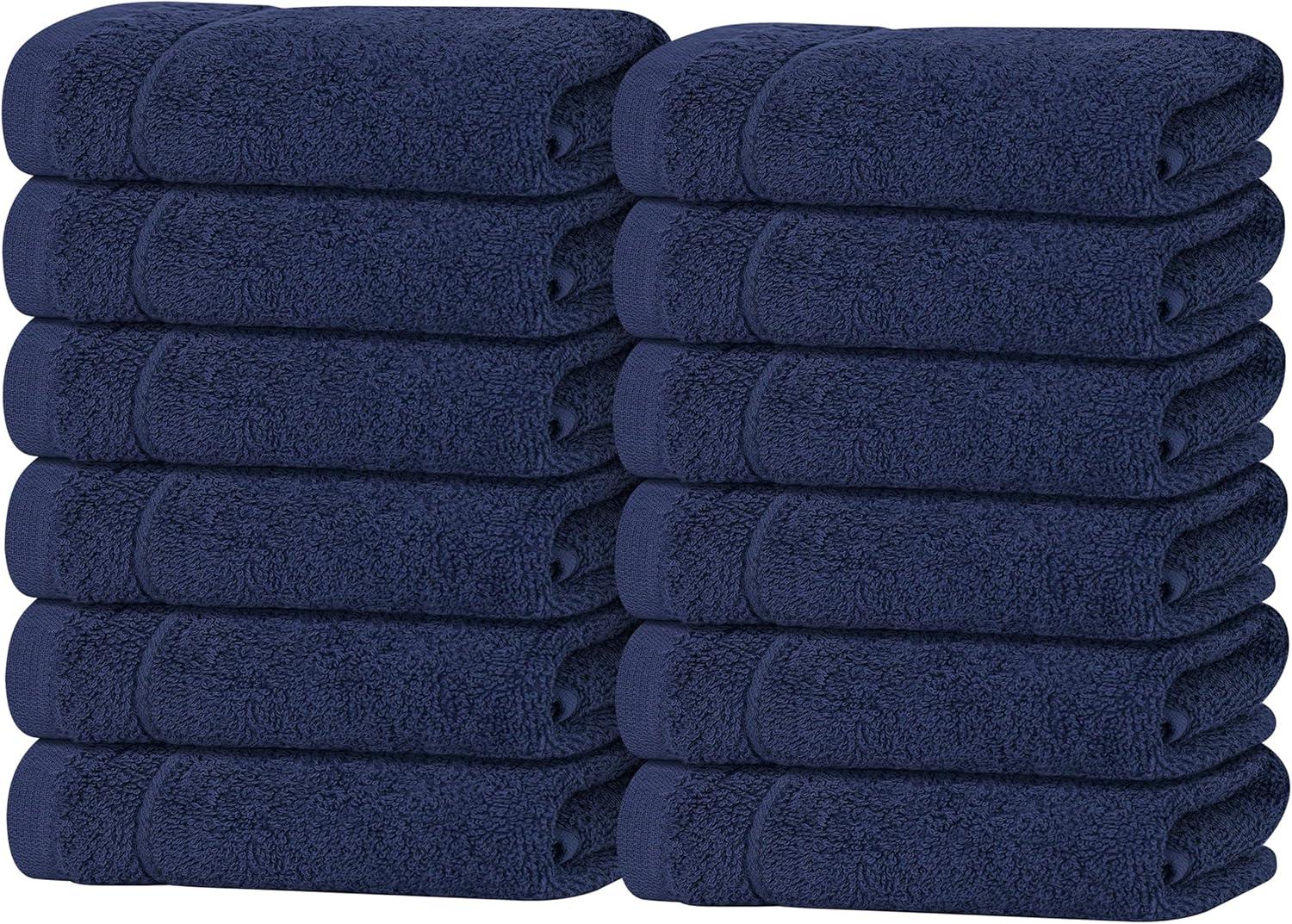 imageTens Towels Pack of 12 Washcloths 12 x 12 Inches Lighter Weight Quick to Dry Super Soft ampamp Absorbent Gentle Face Towels Hotel Quality Perfect for Bathroom Gym Spa Dark Grey 12 PackNavy