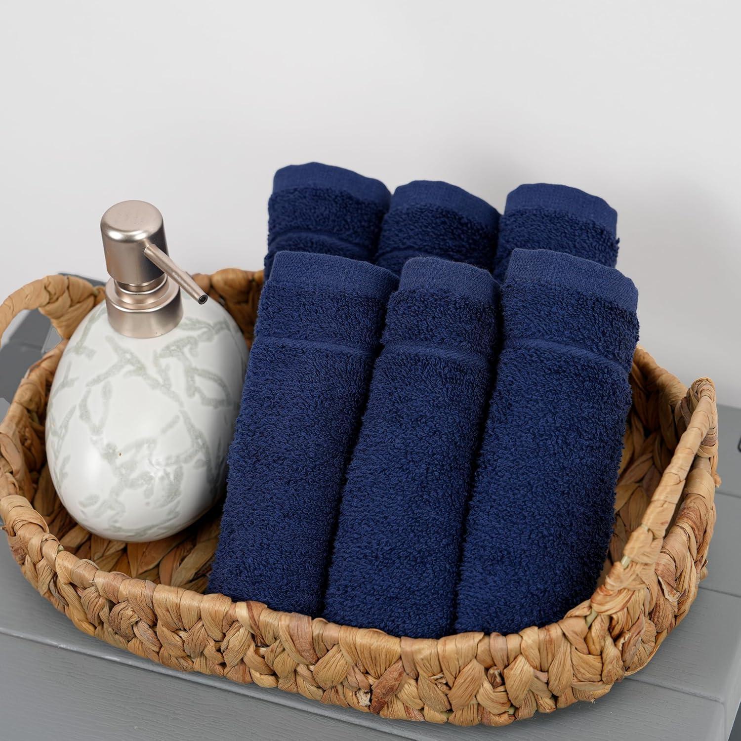 imageTens Towels Pack of 12 Washcloths 12 x 12 Inches Lighter Weight Quick to Dry Super Soft ampamp Absorbent Gentle Face Towels Hotel Quality Perfect for Bathroom Gym Spa Dark Grey 12 PackNavy