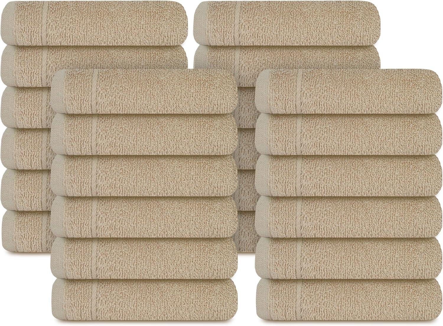 imageTens Towels Pack of 12 Washcloths 12 x 12 Inches Lighter Weight Quick to Dry Super Soft ampamp Absorbent Gentle Face Towels Hotel Quality Perfect for Bathroom Gym Spa Dark Grey 12 PackBeige