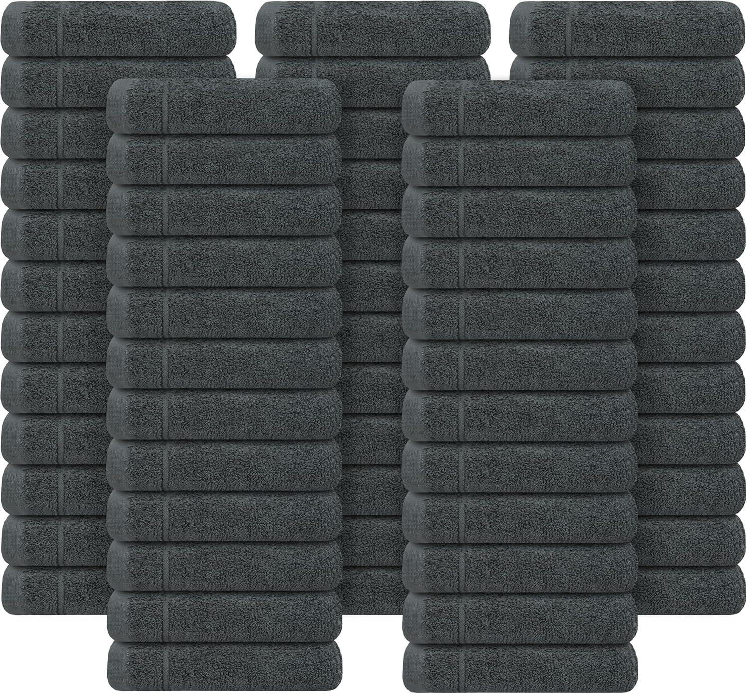 imageTens Towels Pack of 12 Washcloths 12 x 12 Inches Lighter Weight Quick to Dry Super Soft ampamp Absorbent Gentle Face Towels Hotel Quality Perfect for Bathroom Gym Spa Dark Grey 12 PackDark Grey