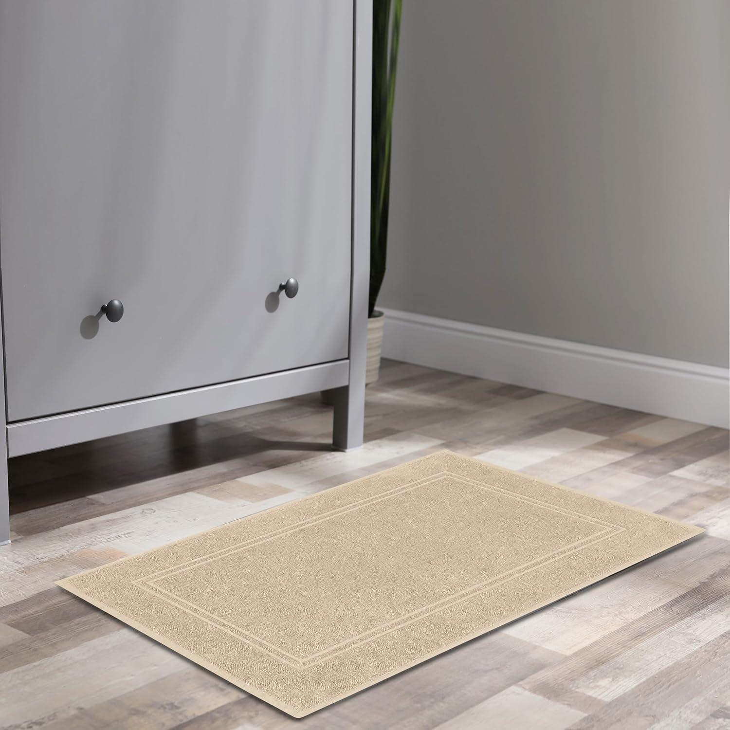 imageTens Towels Pack of 2 Bath Mats 100 Cotton 20 x 32 Inches Super Absorbent Hotel Quality Premium Floor Towels Luxurious Soft ampamp Quick Dry Not a Bathroom Rug Dark GreyBeige