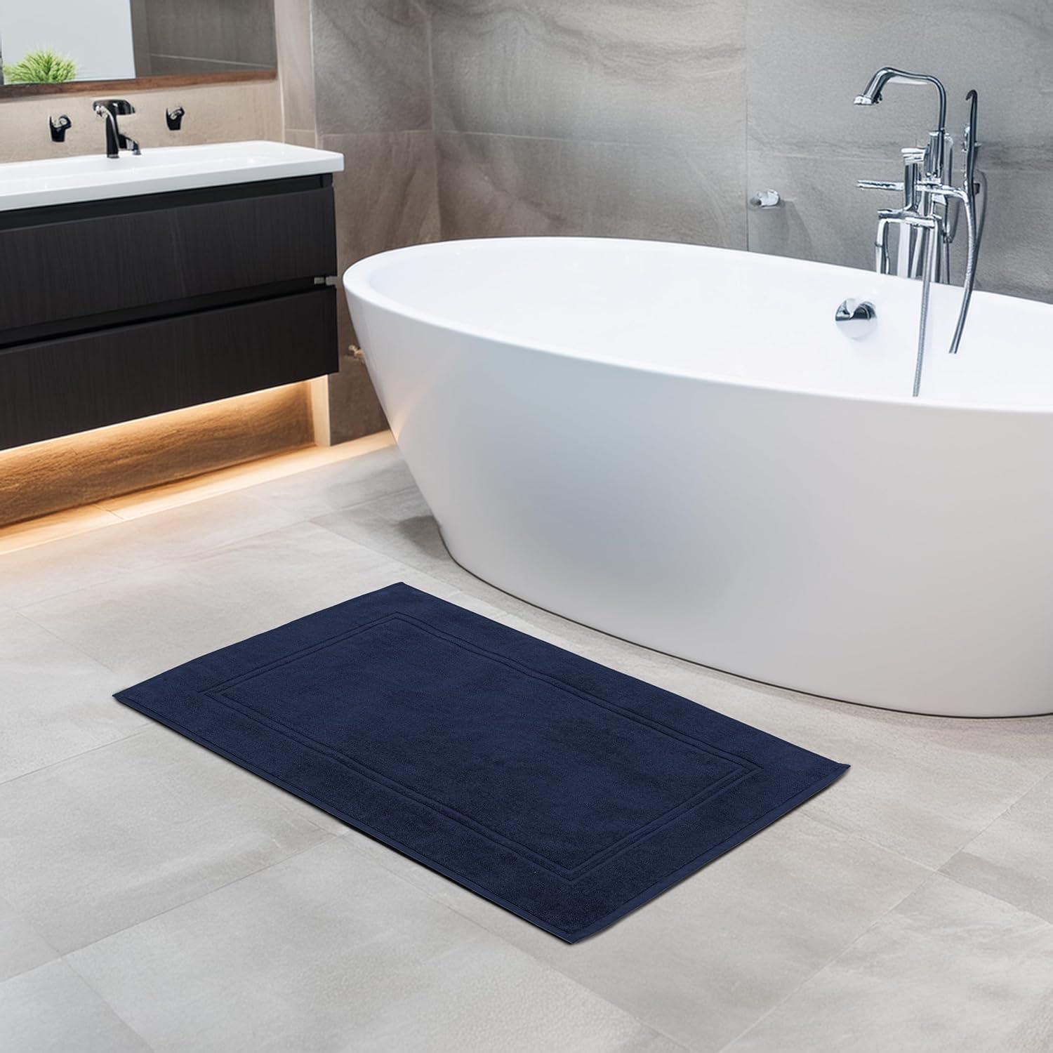 imageTens Towels Pack of 2 Bath Mats 100 Cotton 20 x 32 Inches Super Absorbent Hotel Quality Premium Floor Towels Luxurious Soft ampamp Quick Dry Not a Bathroom Rug Dark GreyNavy