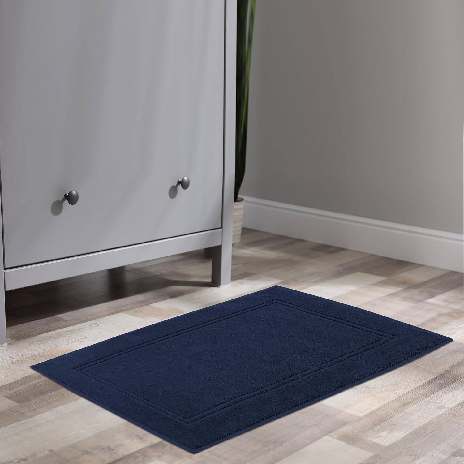 imageTens Towels Pack of 2 Bath Mats 100 Cotton 20 x 32 Inches Super Absorbent Hotel Quality Premium Floor Towels Luxurious Soft ampamp Quick Dry Not a Bathroom Rug Dark GreyNavy