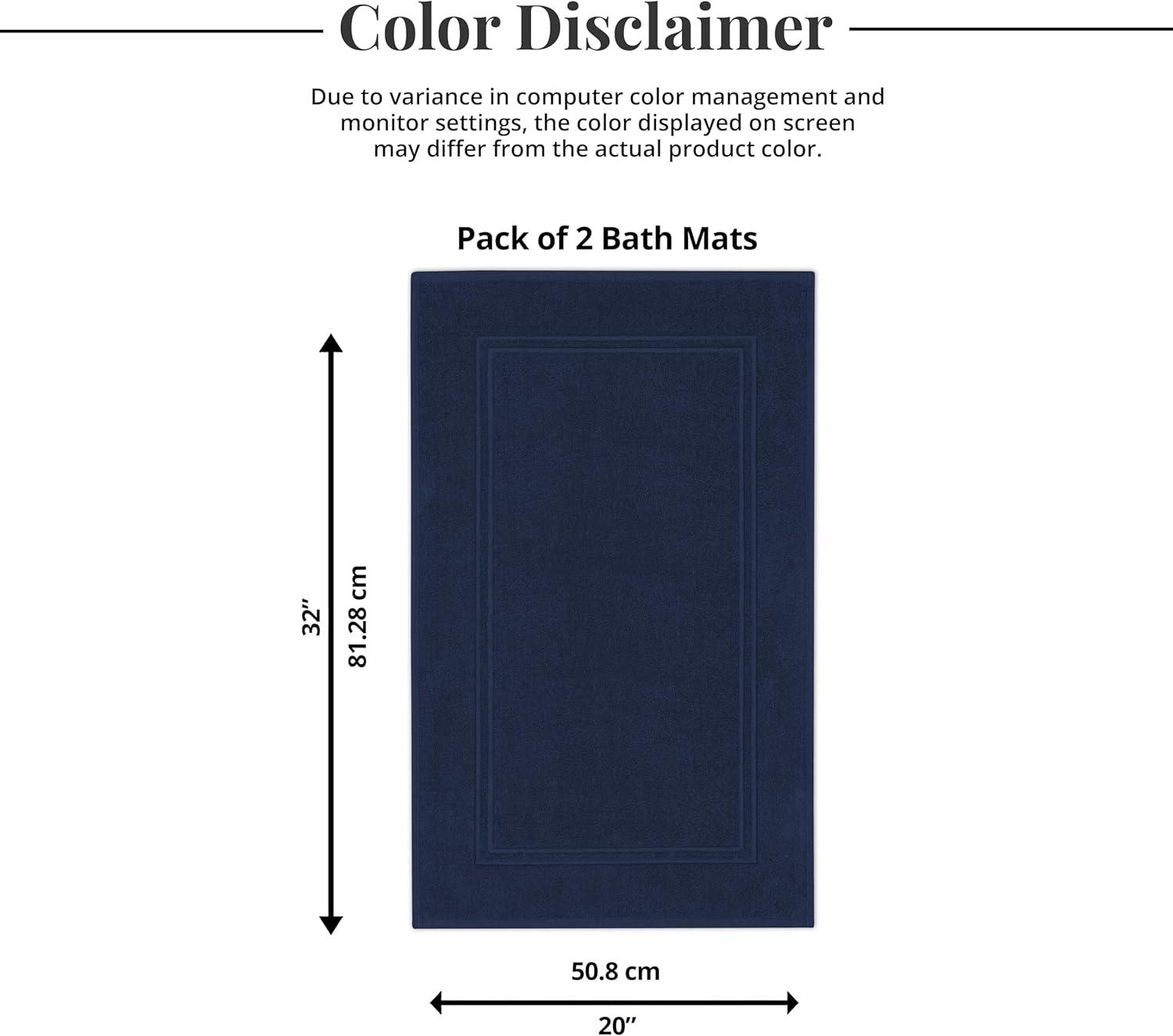 imageTens Towels Pack of 2 Bath Mats 100 Cotton 20 x 32 Inches Super Absorbent Hotel Quality Premium Floor Towels Luxurious Soft ampamp Quick Dry Not a Bathroom Rug Dark GreyNavy