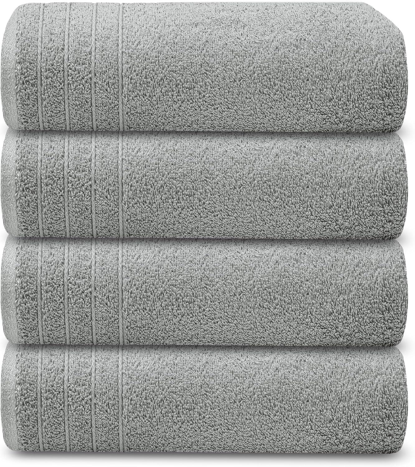 imageTens Towels Pack of 4 Extra Large Bath Towels 30 x 60 Inches 100 Cotton Larger ampamp Lighter Weight Quicker to Dry Super Soft and Absorbent Perfect for Bathroom Dark GreyCool Grey