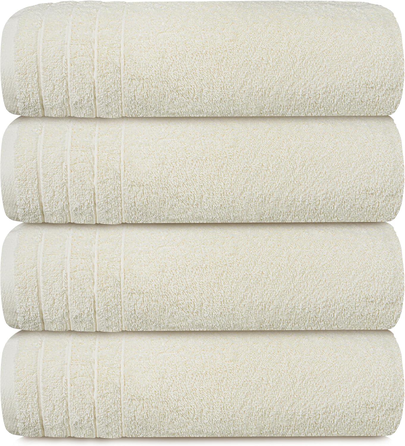 imageTens Towels Pack of 4 Extra Large Bath Towels 30 x 60 Inches 100 Cotton Larger ampamp Lighter Weight Quicker to Dry Super Soft and Absorbent Perfect for Bathroom Dark GreyCream