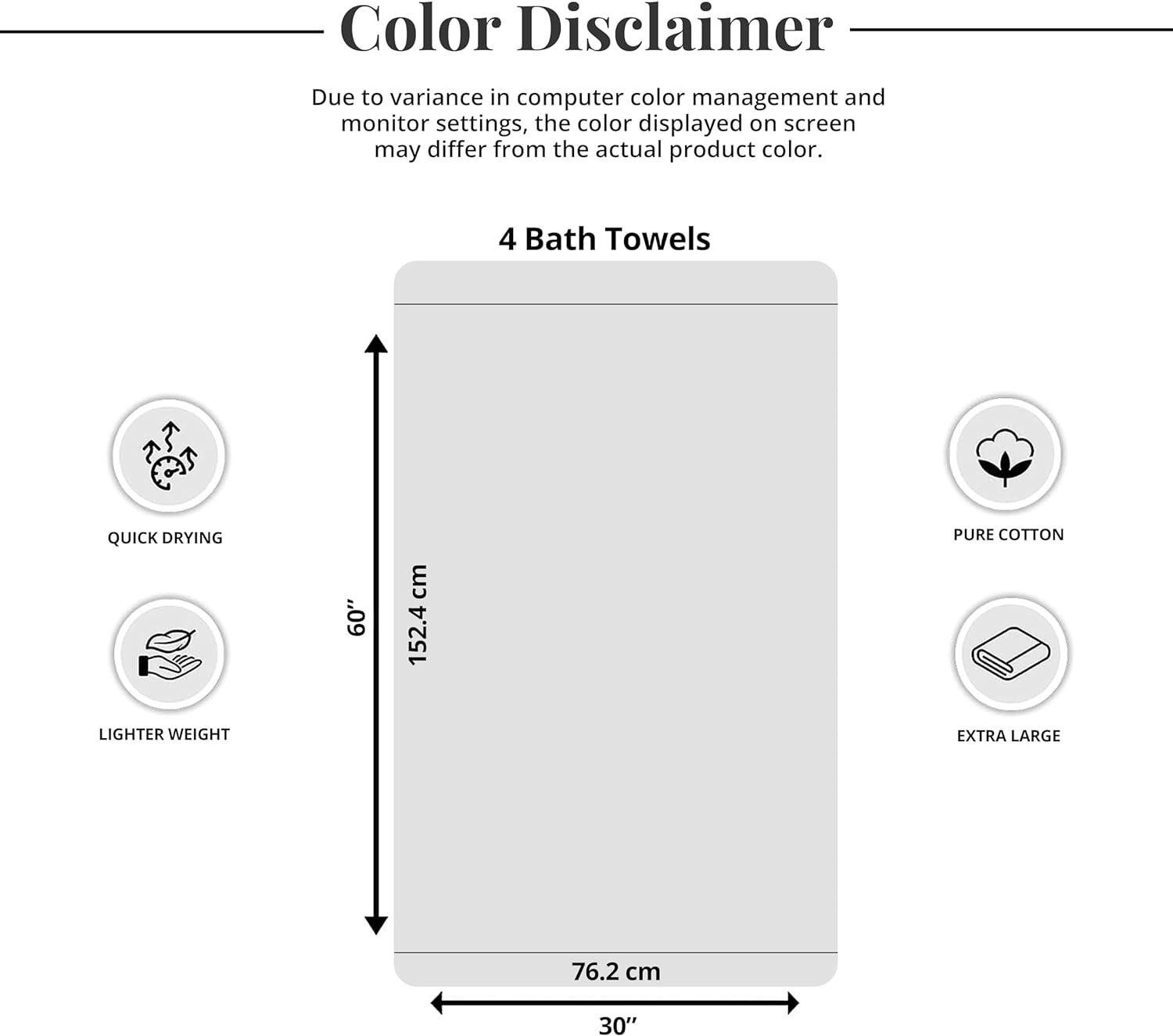 imageTens Towels Pack of 4 Extra Large Bath Towels 30 x 60 Inches 100 Cotton Larger ampamp Lighter Weight Quicker to Dry Super Soft and Absorbent Perfect for Bathroom Dark GreyPurple