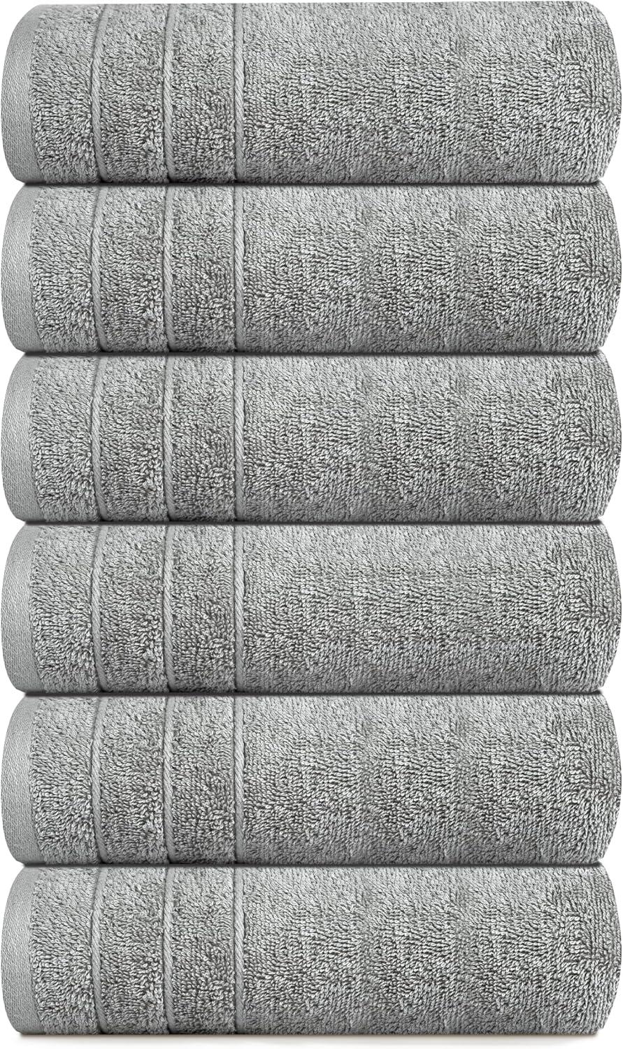 imageTens Towels Pack of 6 Hand Towels 100 Cotton Lighter Weight Quick to Dry 16 x 28 Inches Super Soft ampamp Absorbent Perfect for Bathroom ampamp Kitchen Dark GreySilver Grey