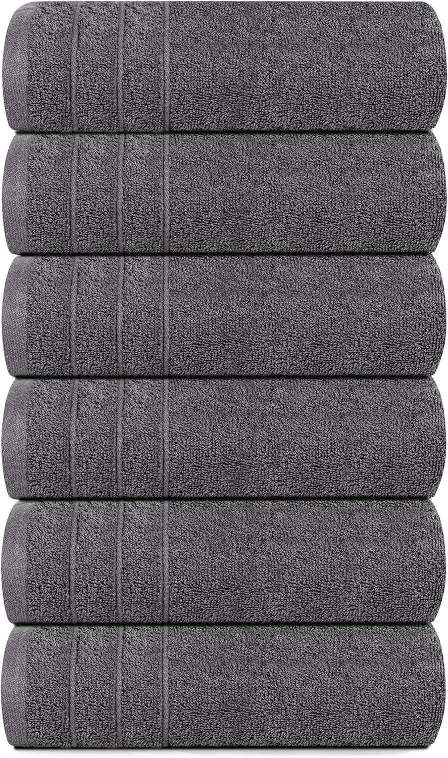 imageTens Towels Pack of 6 Hand Towels 100 Cotton Lighter Weight Quick to Dry 16 x 28 Inches Super Soft ampamp Absorbent Perfect for Bathroom ampamp Kitchen Dark GreyDark Grey