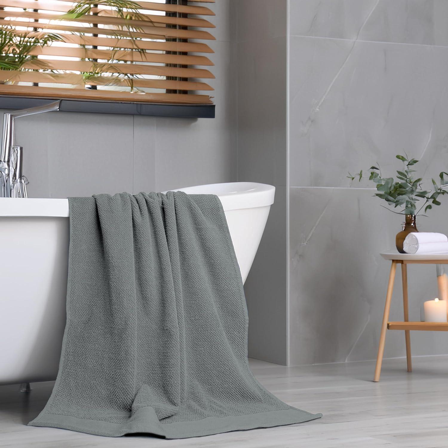 imageTens Towels Pack of 8 Popcorn Textured Luxury Towels Set 2 Extra Large Bath 2 Hand 4 Washcloths 100 Cotton Plush Hotel Quality Super Absorbent Perfect for Your Bathroom BlackSteel Grey