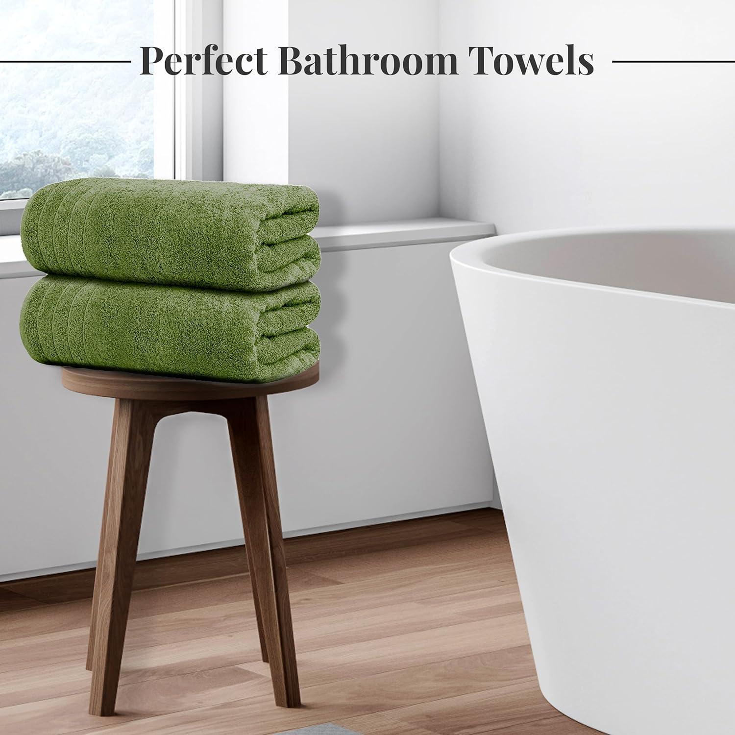 imageTens Towels Pack of 8 Towels Set 2 Extra Large Bath 2 Hand 4 Washcloths 100 Cotton Lighter Weight Quicker to Dry Super Absorbent Perfect for Bathroom BeigeGreen