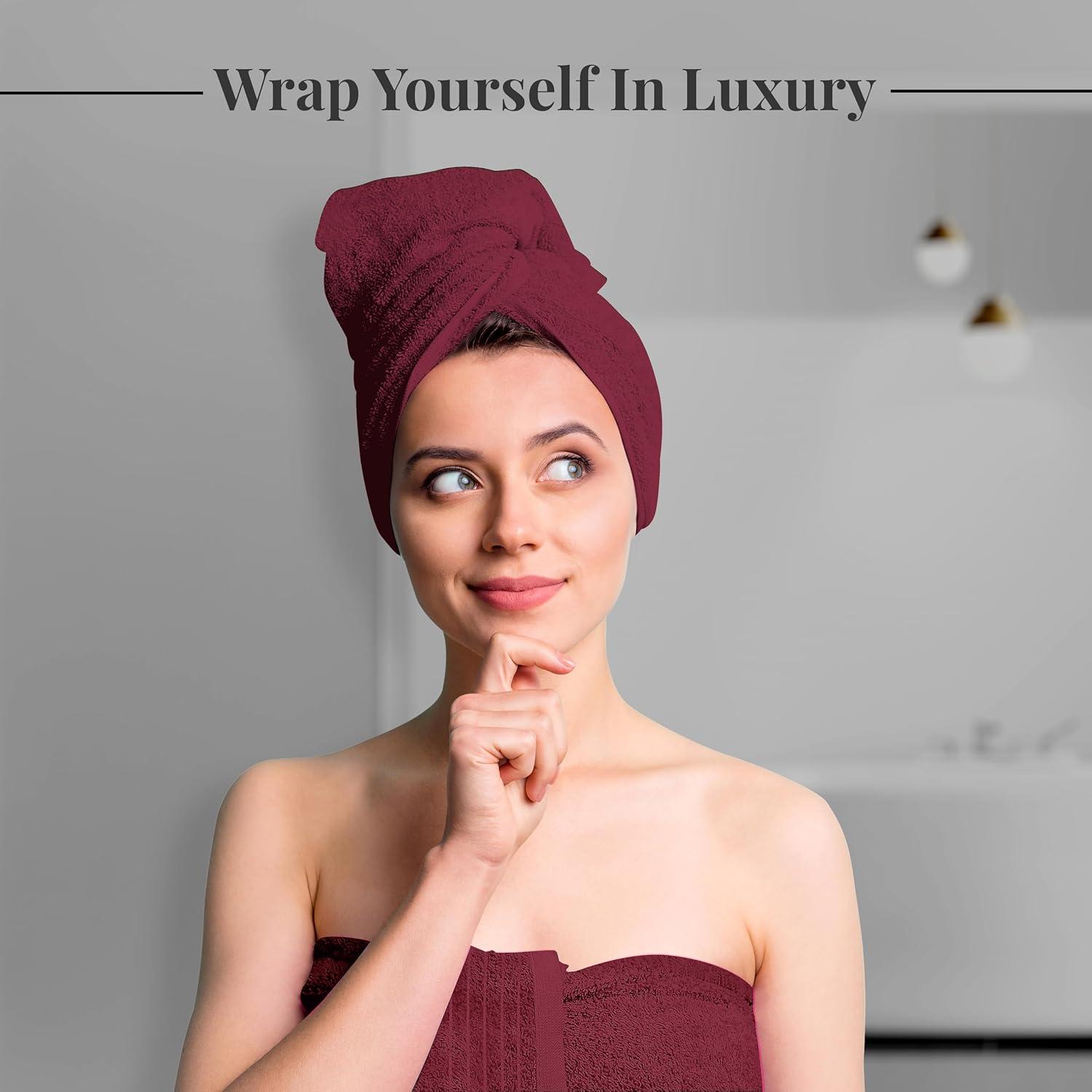 imageTens Towels Pack of 8 Towels Set 2 Extra Large Bath 2 Hand 4 Washcloths 100 Cotton Lighter Weight Quicker to Dry Super Absorbent Perfect for Bathroom BeigeBurgundy