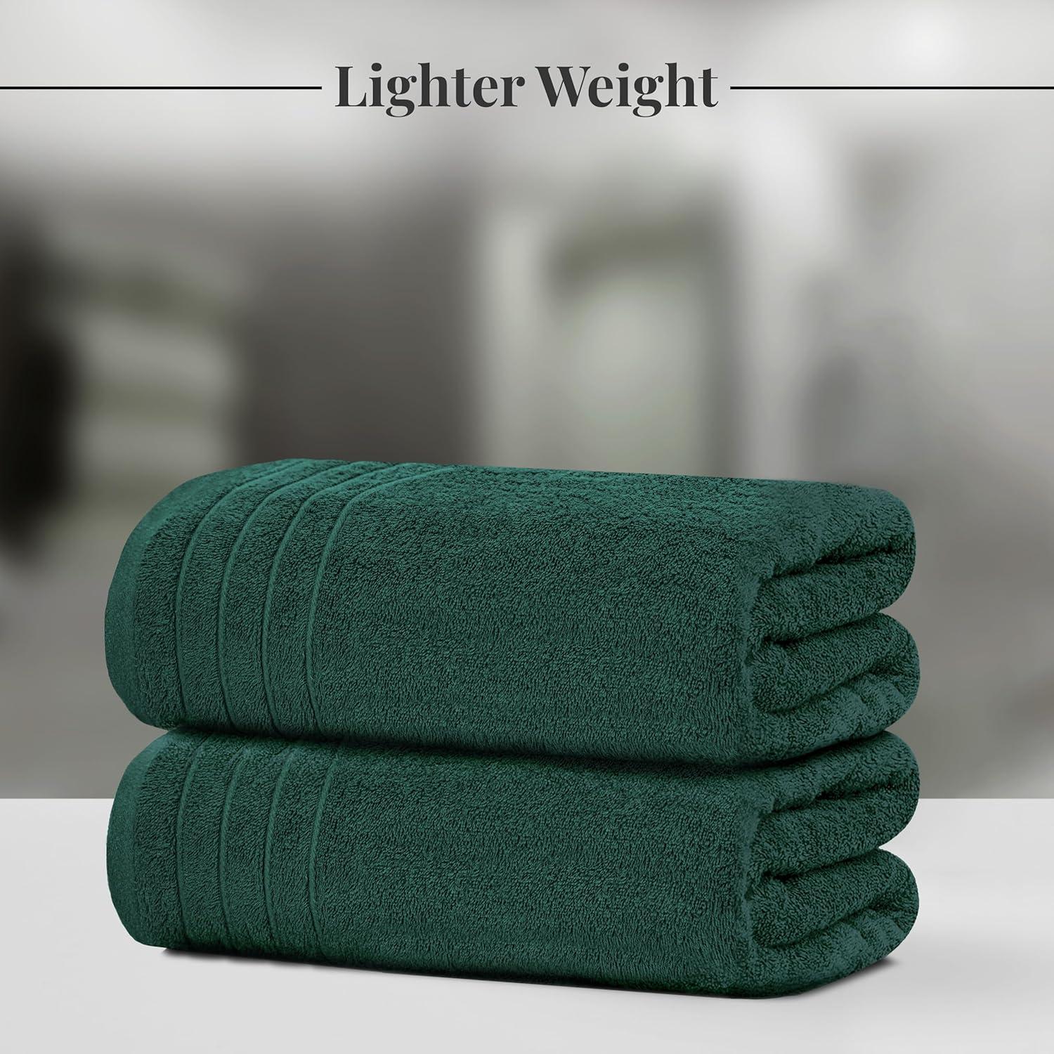 imageTens Towels Pack of 8 Towels Set 2 Extra Large Bath 2 Hand 4 Washcloths 100 Cotton Lighter Weight Quicker to Dry Super Absorbent Perfect for Bathroom BeigeHunter Green