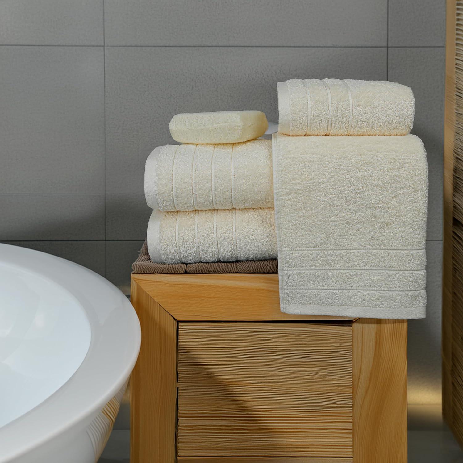 imageTens Towels Pack of 8 Towels Set 2 Extra Large Bath 2 Hand 4 Washcloths 100 Cotton Lighter Weight Quicker to Dry Super Absorbent Perfect for Bathroom BeigeCream