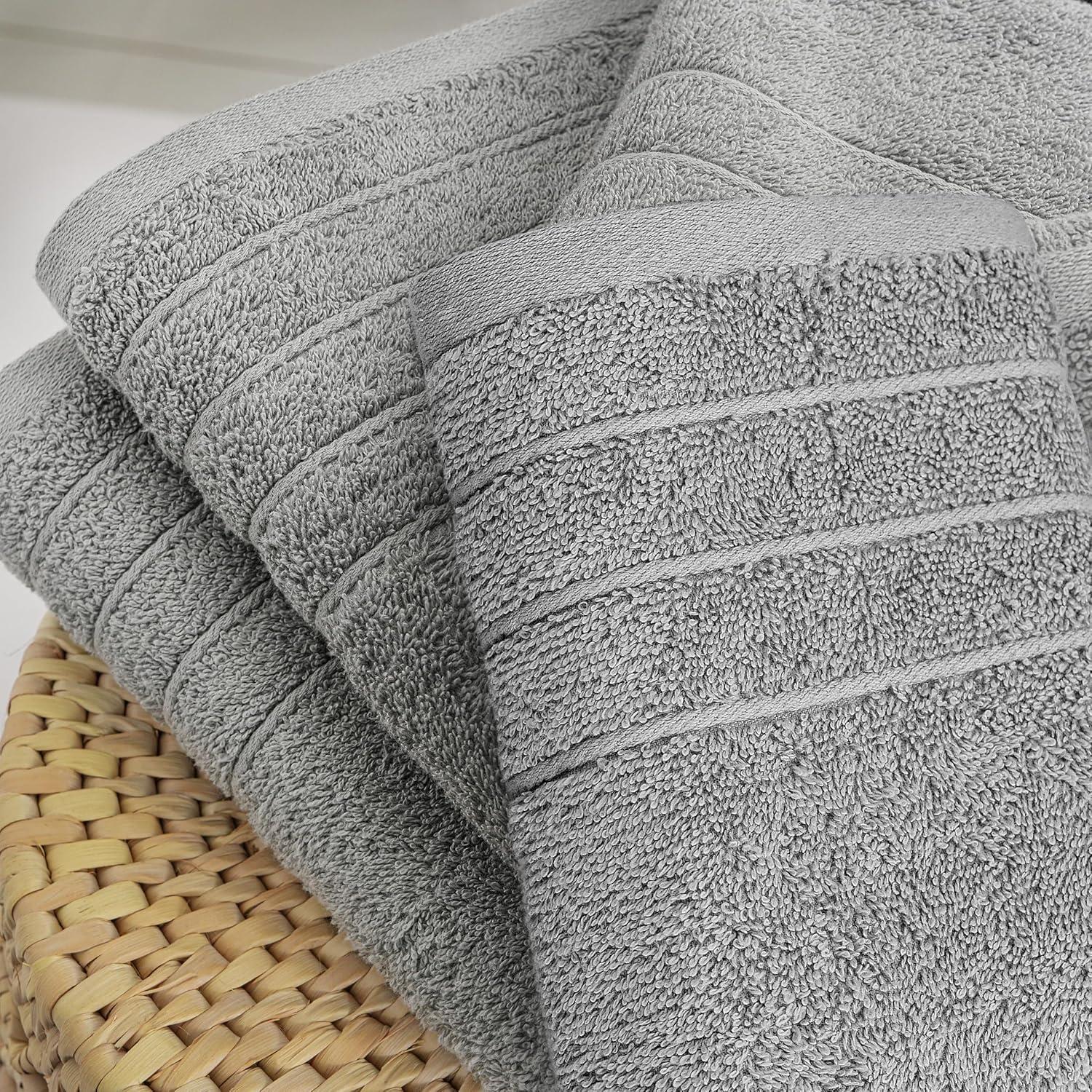 imageTens Towels Pack of 8 Towels Set 2 Extra Large Bath 2 Hand 4 Washcloths 100 Cotton Lighter Weight Quicker to Dry Super Absorbent Perfect for Bathroom BeigeCool Grey