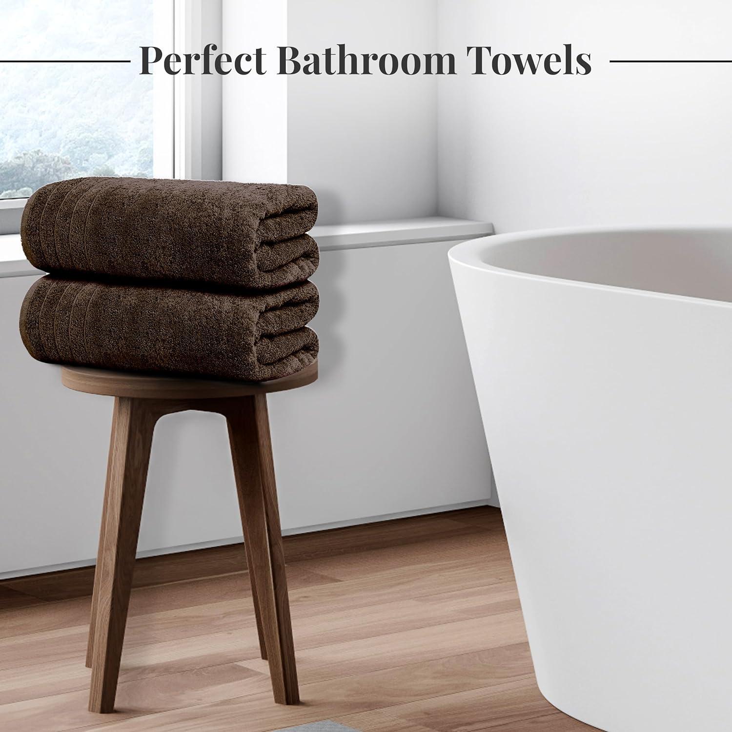 imageTens Towels Pack of 8 Towels Set 2 Extra Large Bath 2 Hand 4 Washcloths 100 Cotton Lighter Weight Quicker to Dry Super Absorbent Perfect for Bathroom BeigeBrown
