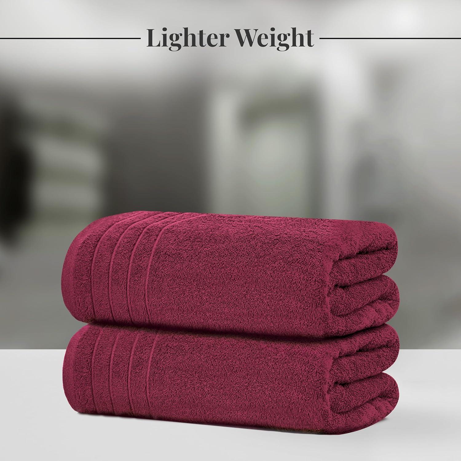 imageTens Towels Pack of 8 Towels Set 2 Extra Large Bath 2 Hand 4 Washcloths 100 Cotton Lighter Weight Quicker to Dry Super Absorbent Perfect for Bathroom BeigeBurgundy