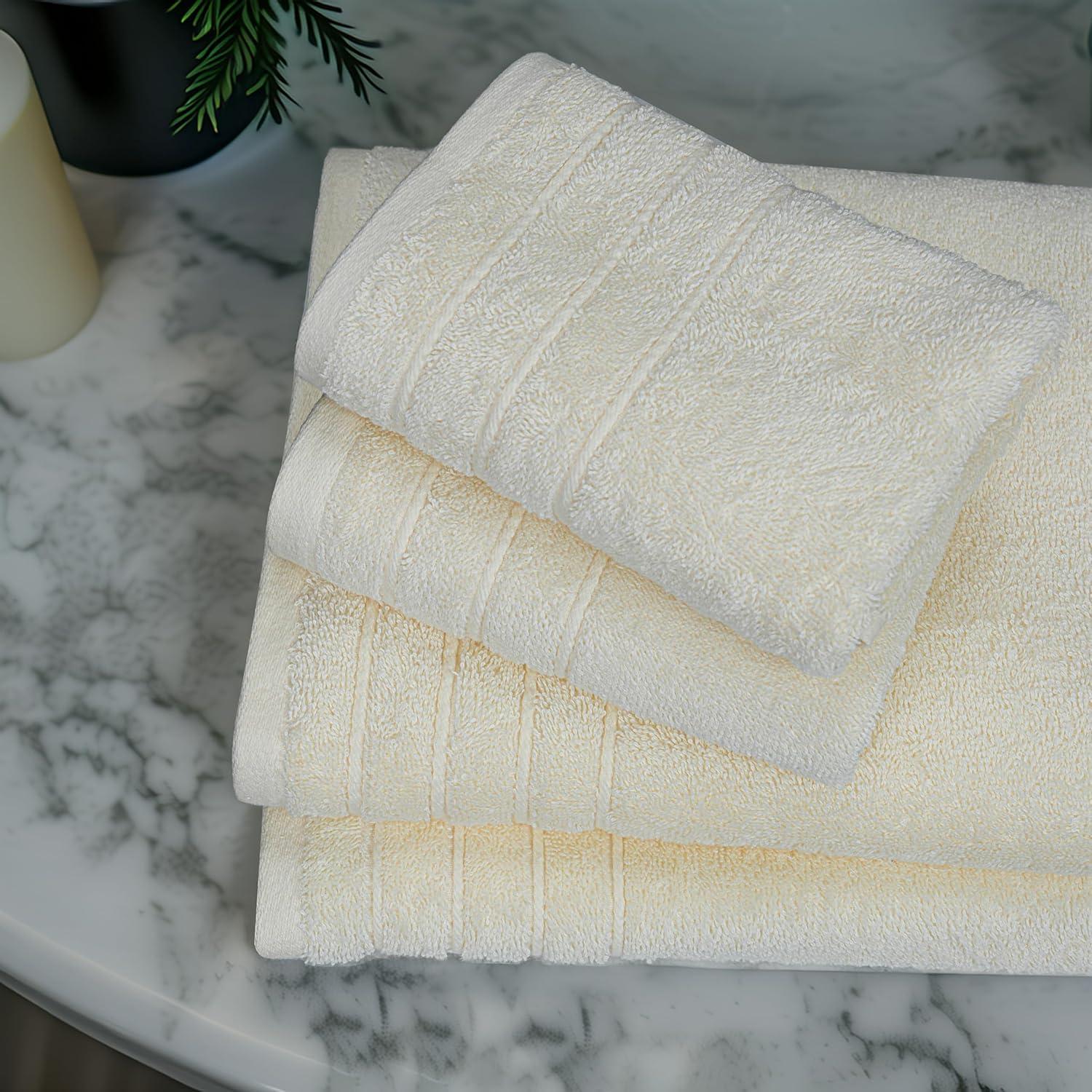 imageTens Towels Pack of 8 Towels Set 2 Extra Large Bath 2 Hand 4 Washcloths 100 Cotton Lighter Weight Quicker to Dry Super Absorbent Perfect for Bathroom BeigeCream