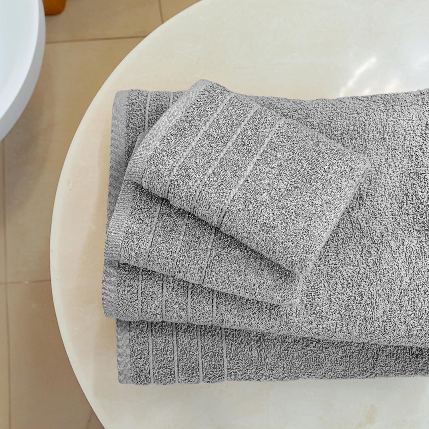 imageTens Towels Pack of 8 Towels Set 2 Extra Large Bath 2 Hand 4 Washcloths 100 Cotton Lighter Weight Quicker to Dry Super Absorbent Perfect for Bathroom BeigeCool Grey