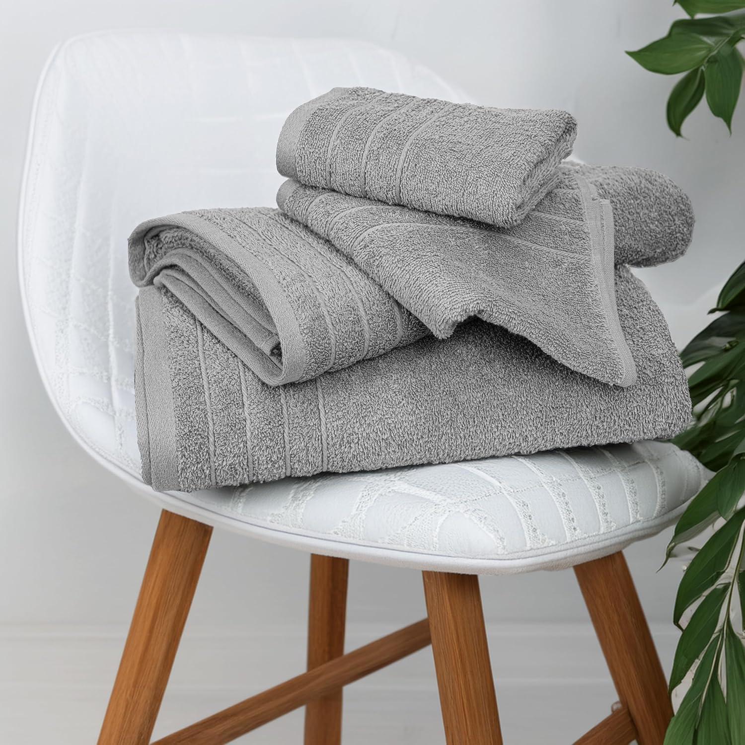 imageTens Towels Pack of 8 Towels Set 2 Extra Large Bath 2 Hand 4 Washcloths 100 Cotton Lighter Weight Quicker to Dry Super Absorbent Perfect for Bathroom BeigeCool Grey