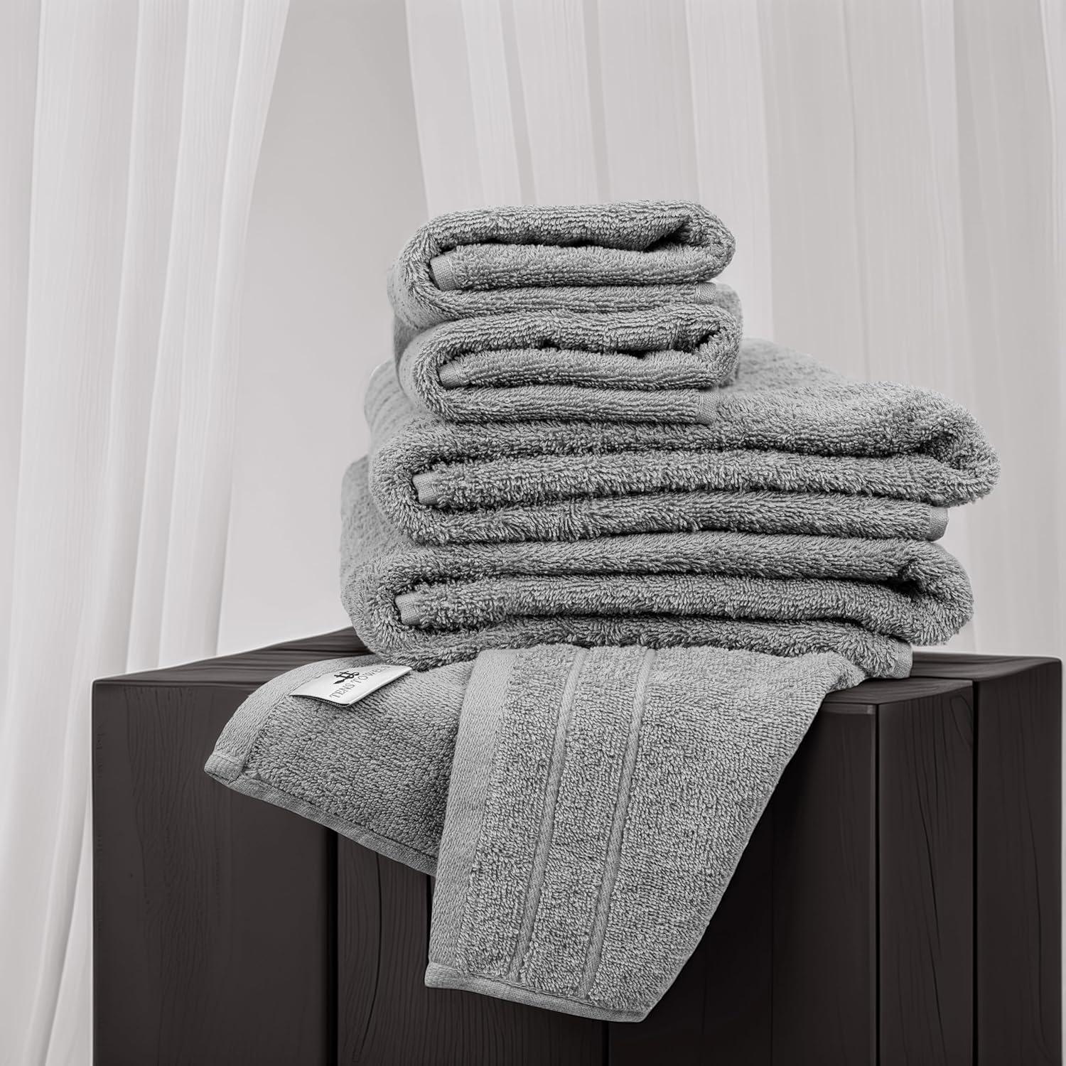 imageTens Towels Pack of 8 Towels Set 2 Extra Large Bath 2 Hand 4 Washcloths 100 Cotton Lighter Weight Quicker to Dry Super Absorbent Perfect for Bathroom BeigeCool Grey