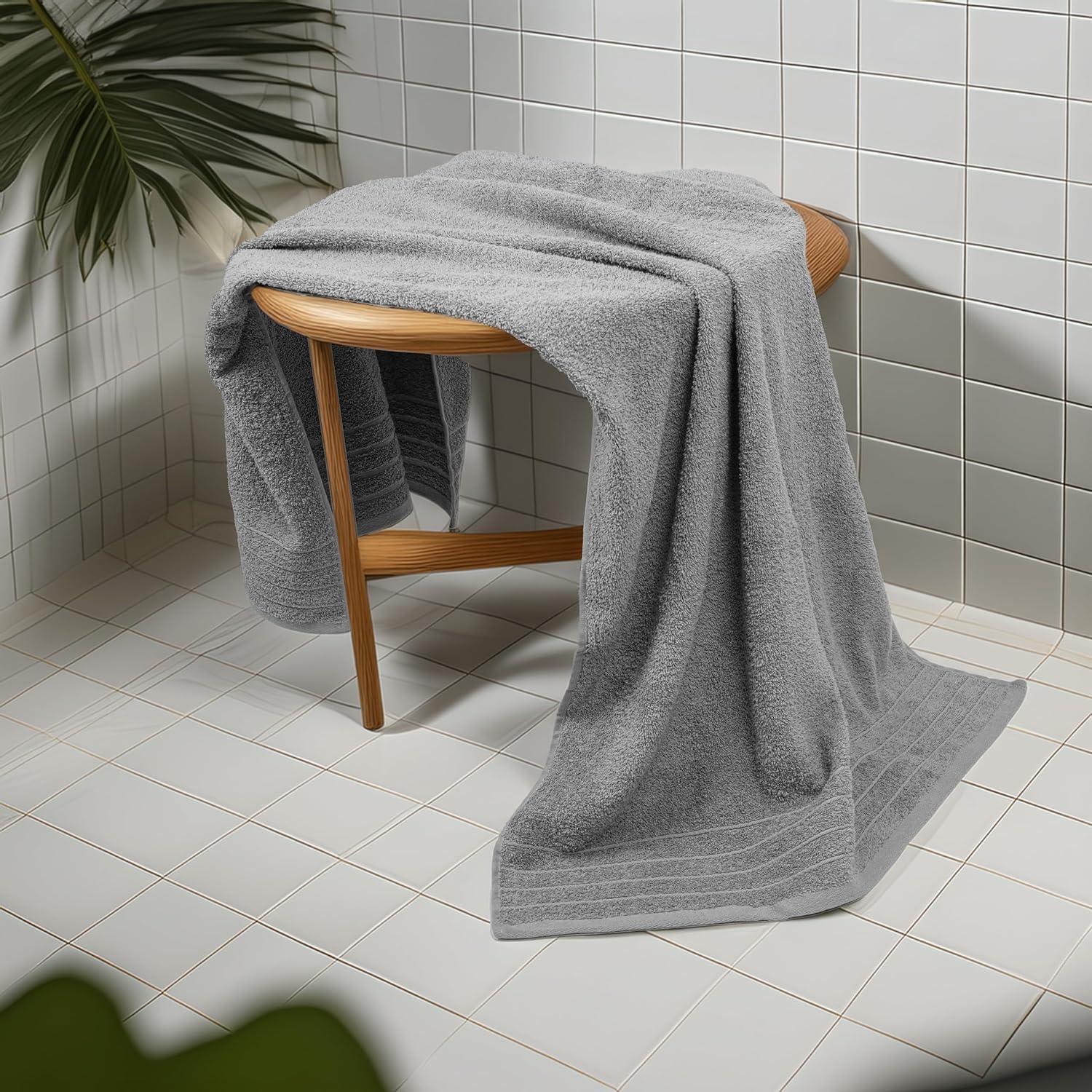 imageTens Towels Pack of 8 Towels Set 2 Extra Large Bath 2 Hand 4 Washcloths 100 Cotton Lighter Weight Quicker to Dry Super Absorbent Perfect for Bathroom BeigeCool Grey