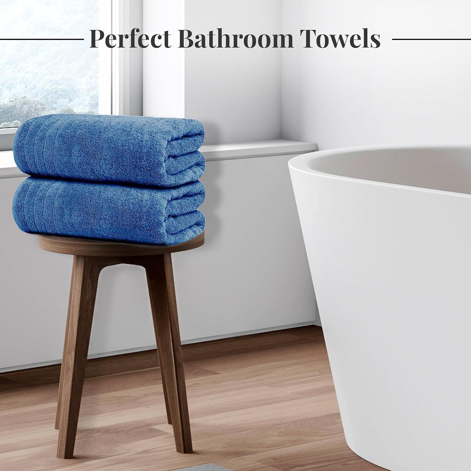 imageTens Towels Pack of 8 Towels Set 2 Extra Large Bath 2 Hand 4 Washcloths 100 Cotton Lighter Weight Quicker to Dry Super Absorbent Perfect for Bathroom BeigeBlue