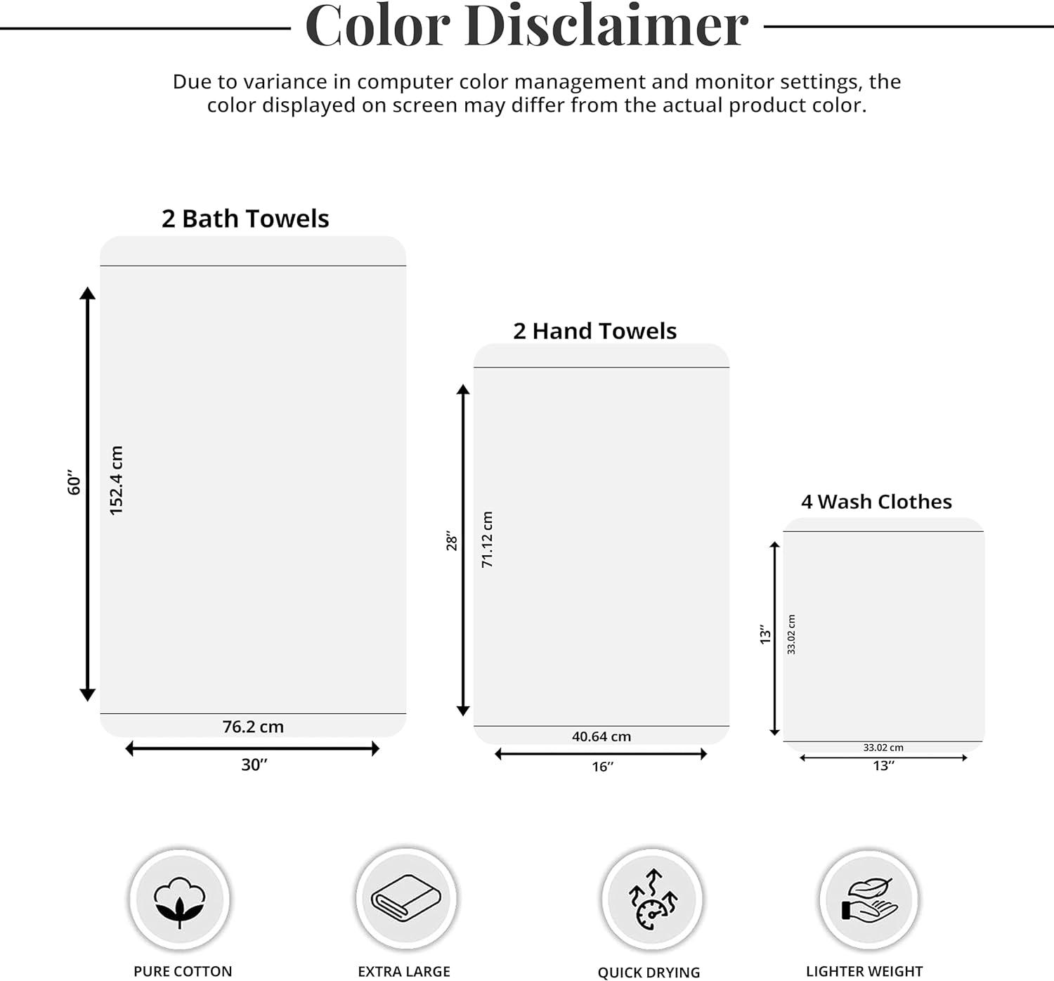 imageTens Towels Pack of 8 Towels Set 2 Extra Large Bath 2 Hand 4 Washcloths 100 Cotton Lighter Weight Quicker to Dry Super Absorbent Perfect for Bathroom BeigeNavy