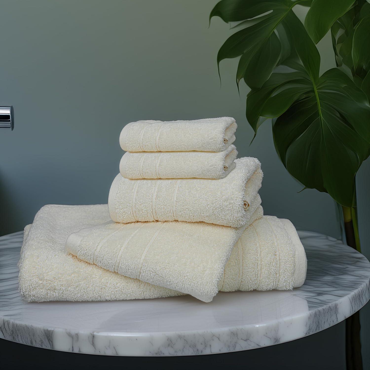imageTens Towels Pack of 8 Towels Set 2 Extra Large Bath 2 Hand 4 Washcloths 100 Cotton Lighter Weight Quicker to Dry Super Absorbent Perfect for Bathroom BeigeCream