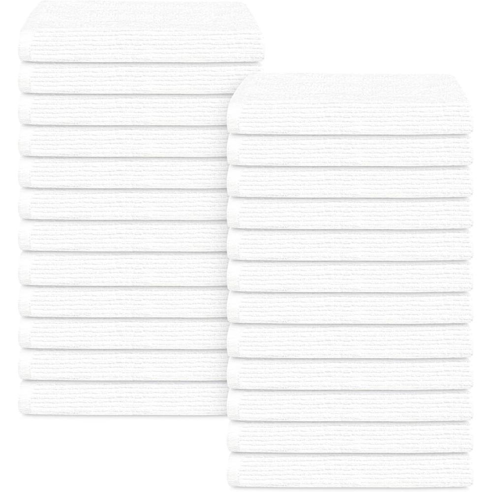 imageTens Towels 24 Pack Ribbed Weave White Barmop100 Cotton 16x19 inches Super Absorbent Kitchen Bar Towels Lighter Weight Cleaning Cloths Perfect for Drying Dishes at Home and Restaurant24