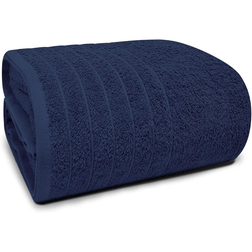 imageTens Towels Pack of 1 Jumbo Bath Sheet 40 x 80 Inches Extra Large ampamp Light Weight Quicker to Dry 100 Cotton Super Soft ampamp Absorbent Perfect to Wrap Yourself in Dark GreyNavy
