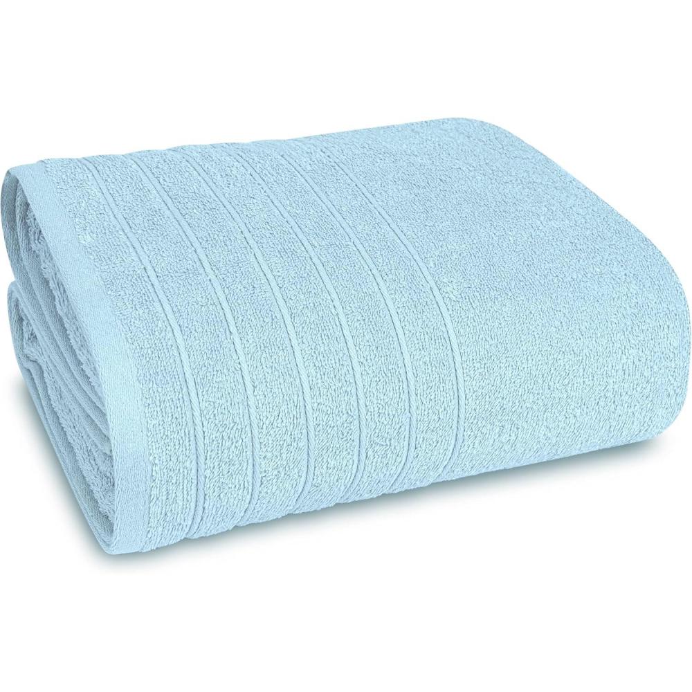 imageTens Towels Pack of 1 Jumbo Bath Sheet 40 x 80 Inches Extra Large ampamp Light Weight Quicker to Dry 100 Cotton Super Soft ampamp Absorbent Perfect to Wrap Yourself in Dark GreySky Blue