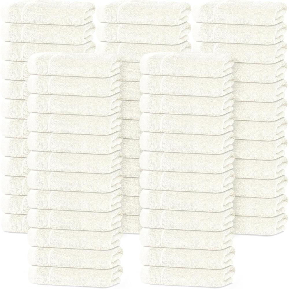 imageTens Towels Pack of 12 Washcloths 12 x 12 Inches Lighter Weight Quick to Dry Super Soft ampamp Absorbent Gentle Face Towels Hotel Quality Perfect for Bathroom Gym Spa Dark Grey 12 PackIvory
