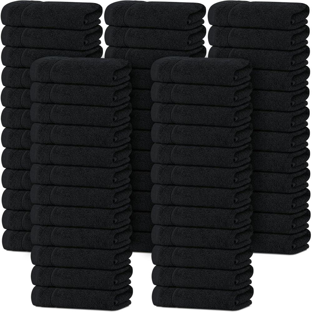 imageTens Towels Pack of 12 Washcloths 12 x 12 Inches Lighter Weight Quick to Dry Super Soft ampamp Absorbent Gentle Face Towels Hotel Quality Perfect for Bathroom Gym Spa Dark Grey 12 PackBlack