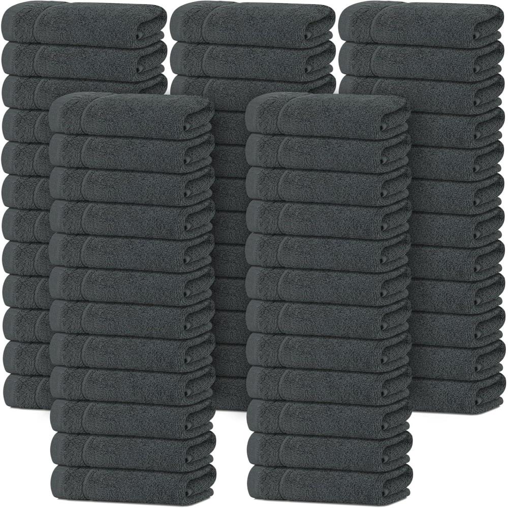 imageTens Towels Pack of 12 Washcloths 12 x 12 Inches Lighter Weight Quick to Dry Super Soft ampamp Absorbent Gentle Face Towels Hotel Quality Perfect for Bathroom Gym Spa Dark Grey 12 PackDark Grey