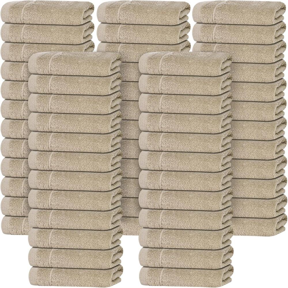 imageTens Towels Pack of 12 Washcloths 12 x 12 Inches Lighter Weight Quick to Dry Super Soft ampamp Absorbent Gentle Face Towels Hotel Quality Perfect for Bathroom Gym Spa Dark Grey 12 PackBeige