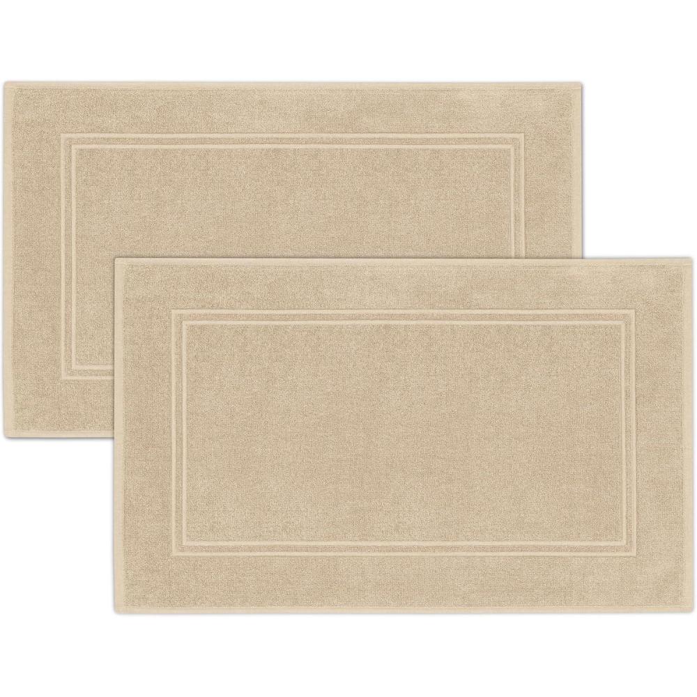 imageTens Towels Pack of 2 Bath Mats 100 Cotton 20 x 32 Inches Super Absorbent Hotel Quality Premium Floor Towels Luxurious Soft ampamp Quick Dry Not a Bathroom Rug Dark GreyBeige