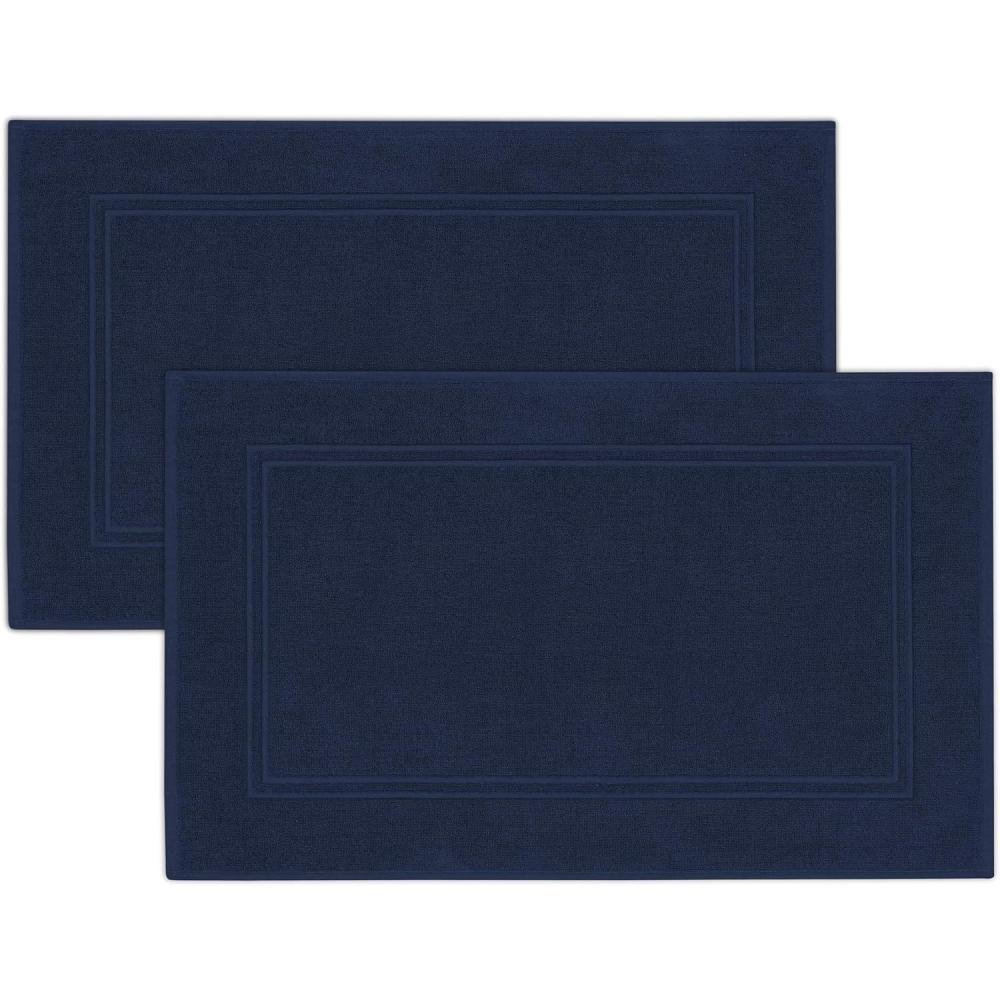 imageTens Towels Pack of 2 Bath Mats 100 Cotton 20 x 32 Inches Super Absorbent Hotel Quality Premium Floor Towels Luxurious Soft ampamp Quick Dry Not a Bathroom Rug Dark GreyNavy